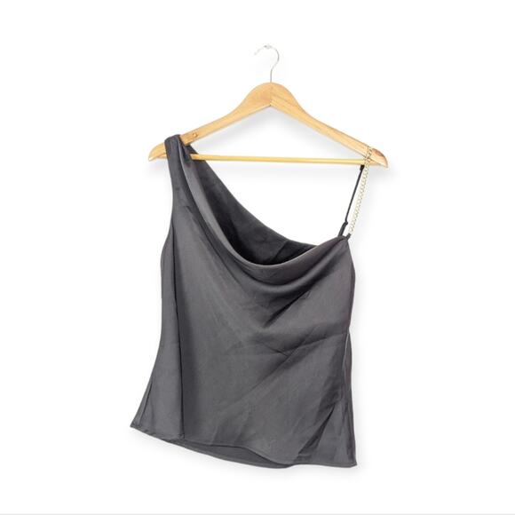 ASTR The Label Black Draped Chain Larisa Top Size L - Picture 1 of 7